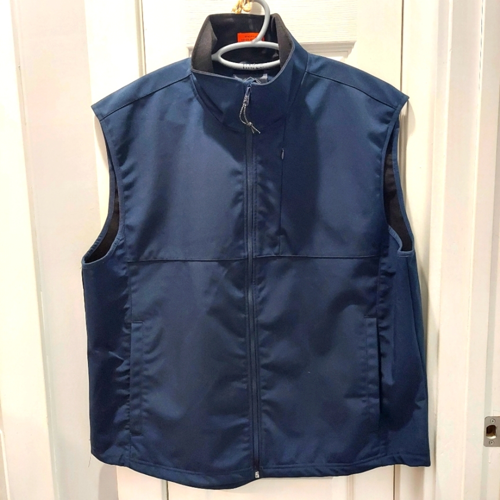 St Johns Bay navy Mens Vest windproof water resistant Zipper High Colar Size XXL